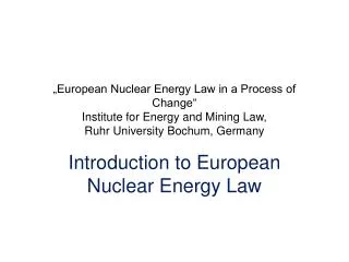 Introduction to European Nuclear Energy Law