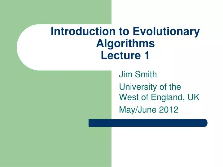 introduction to evolutionary algorithms lecture 1