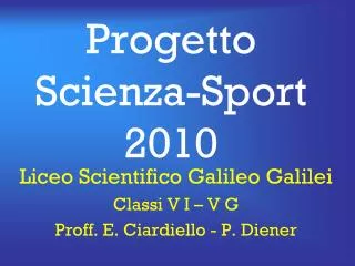 Progetto Scienza-Sport 2010