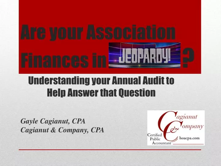 are your association finances in