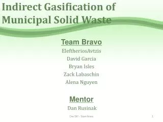 Indirect Gasification of Municipal Solid Waste