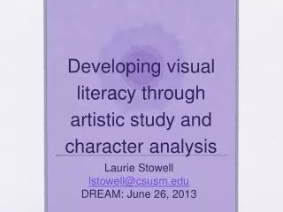 Developing visual literacy through artistic study and character analysis
