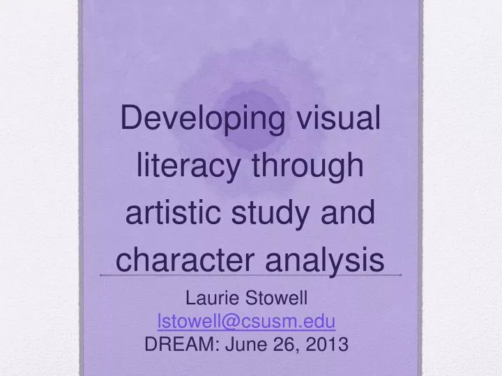 developing visual literacy through artistic study and character analysis