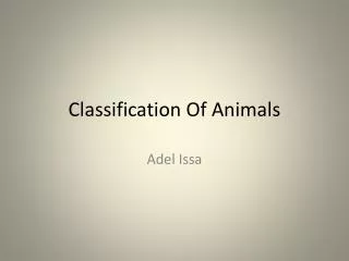 Classification Of Animals