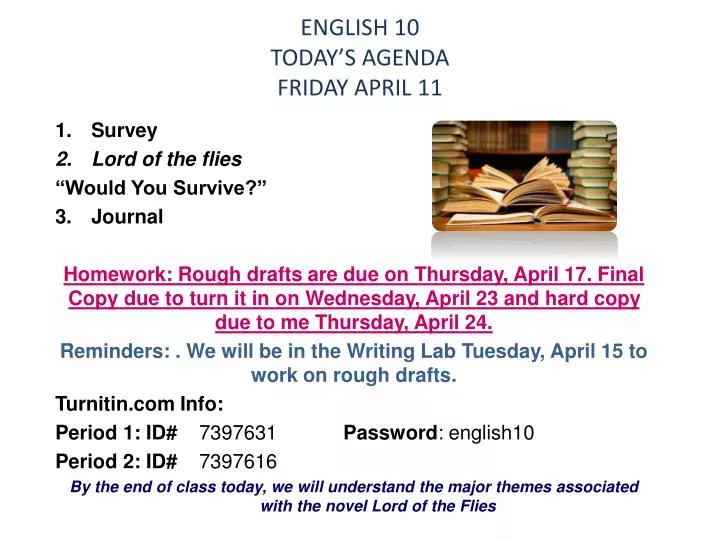english 10 today s agenda friday april 11