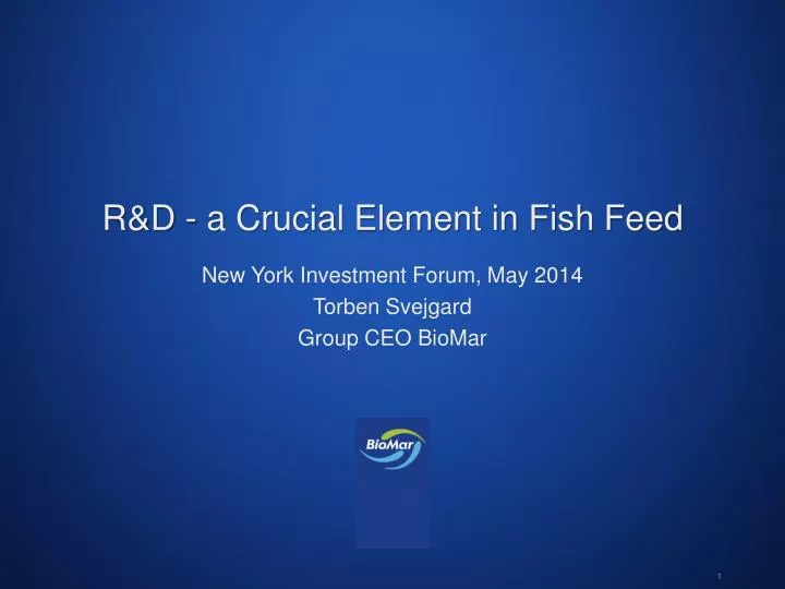 r d a crucial element in fish feed