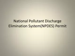 national pollutant discharge elimination system npdes permit