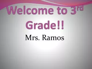 Welcome to 3 rd Grade!!