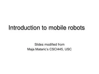 Introduction to mobile robots