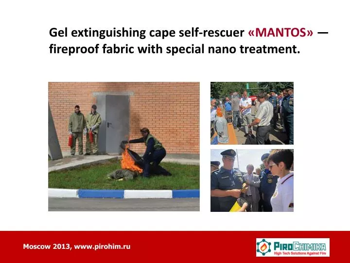 gel extinguishing cape self rescuer mantos fireproof fabric with special nano treatment