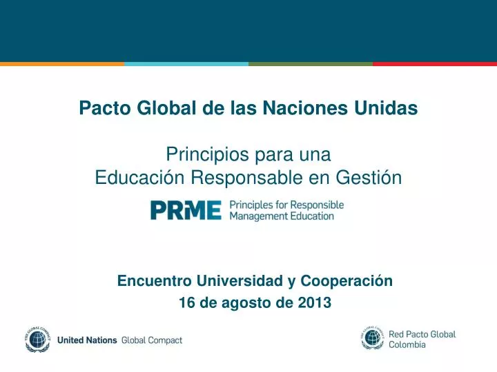pacto global de las naciones unidas principios para una educaci n responsable en gesti n