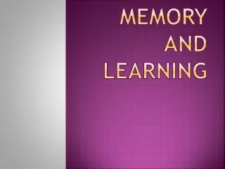 memory and learning