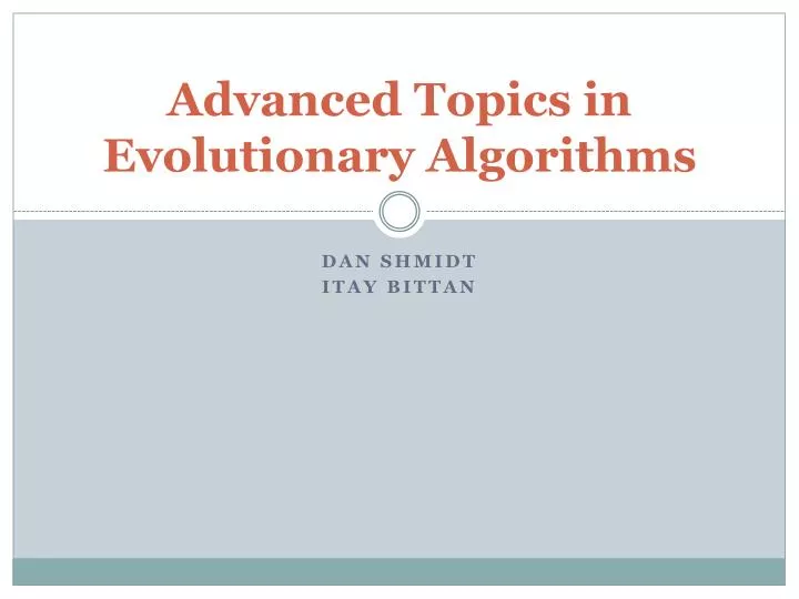 advanced topics in evolutionary algorithms