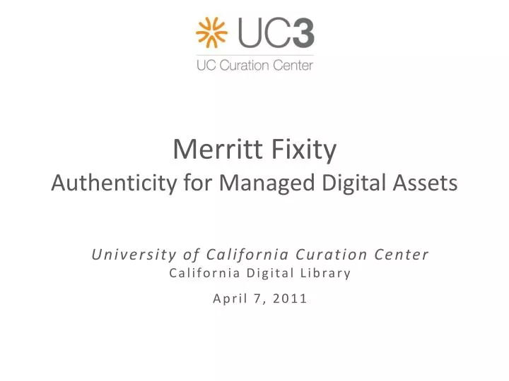 merritt fixity authenticity for managed digital assets