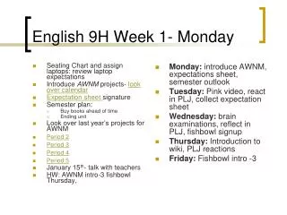 English 9H Week 1- Monday