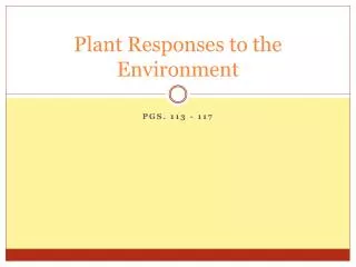 Plant Responses to the Environment