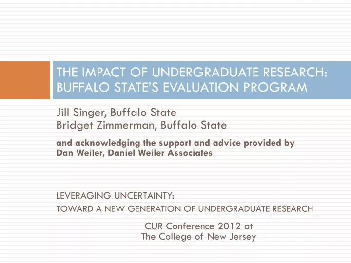 the impact of undergraduate research buffalo state s evaluation program