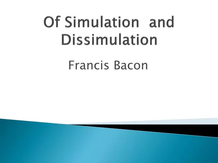 of simulation and dissimulation