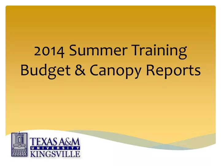 2014 summer training budget canopy reports