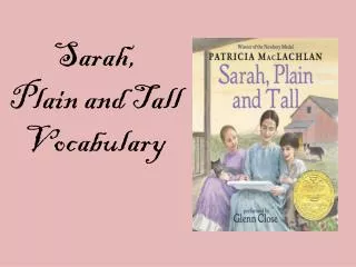 Sarah, Plain and Tall Vocabulary