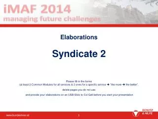 Elaborations Syndicate 2