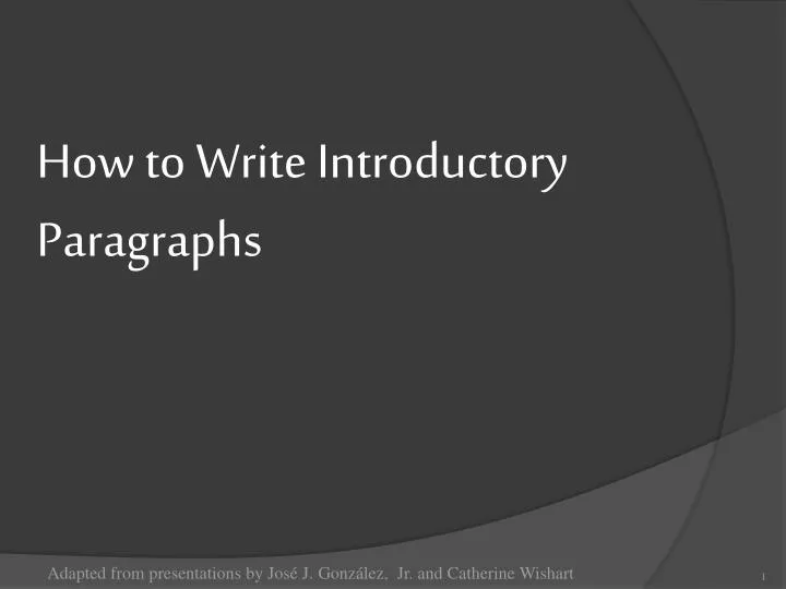 how to w rite introductory paragraphs