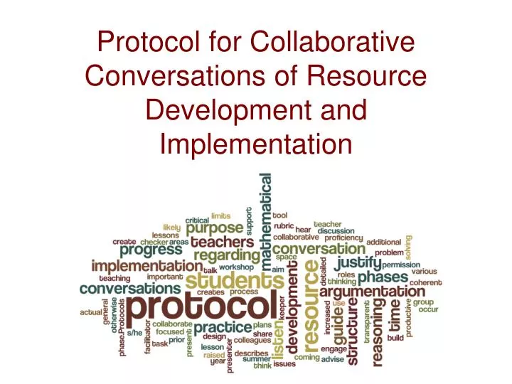 protocol for collaborative conversations of resource development and implementation