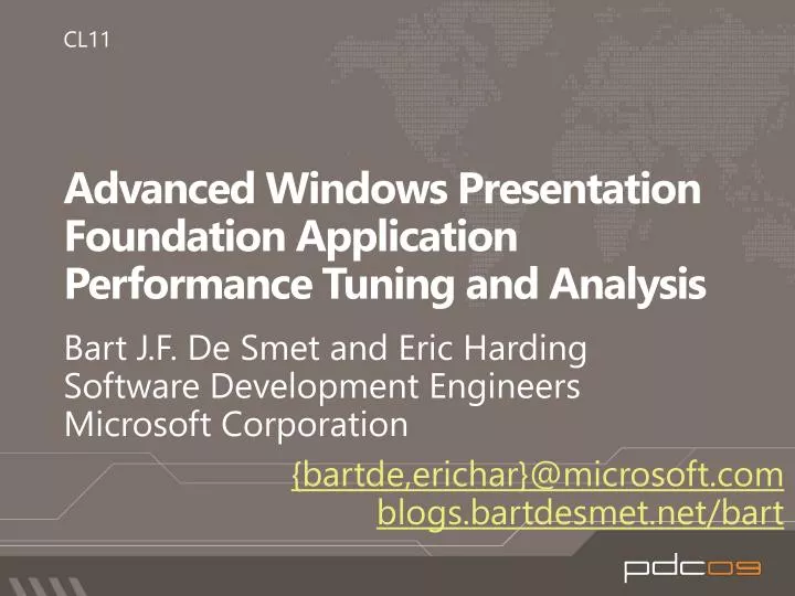 advanced windows presentation foundation application performance tuning and analysis