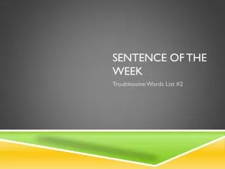 Sentence of the Week