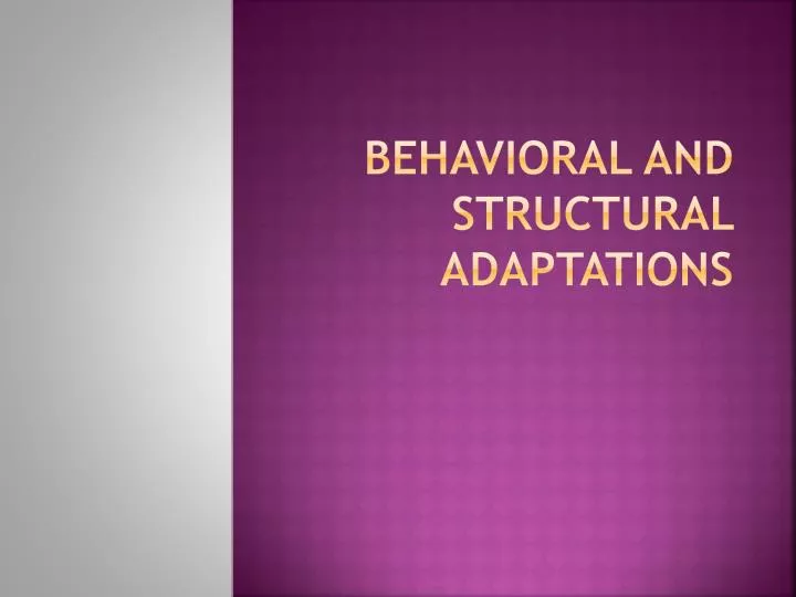 behavioral and structural adaptations