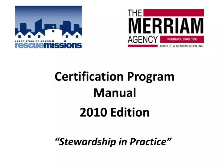 certification program manual 2010 edition