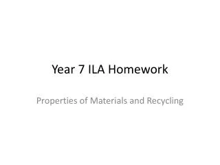 Year 7 ILA Homework