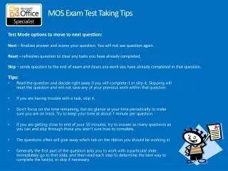 MOS Exam Test Taking Tips