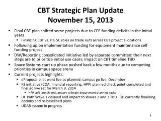 CBT Strategic Plan Update November 15, 2013
