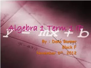 Algebra 1 Term 1 IP