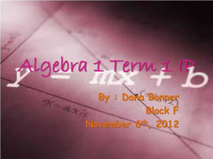 algebra 1 term 1 ip