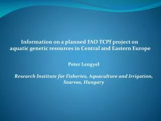 Information on a planned FAO TCPf project on