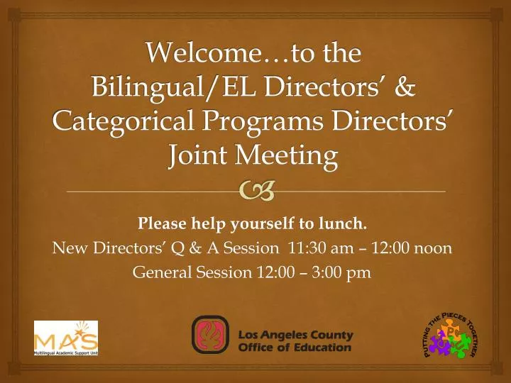 welcome to the bilingual el directors categorical programs directors joint meeting
