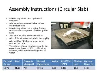 Assembly Instructions (Circular Slab)