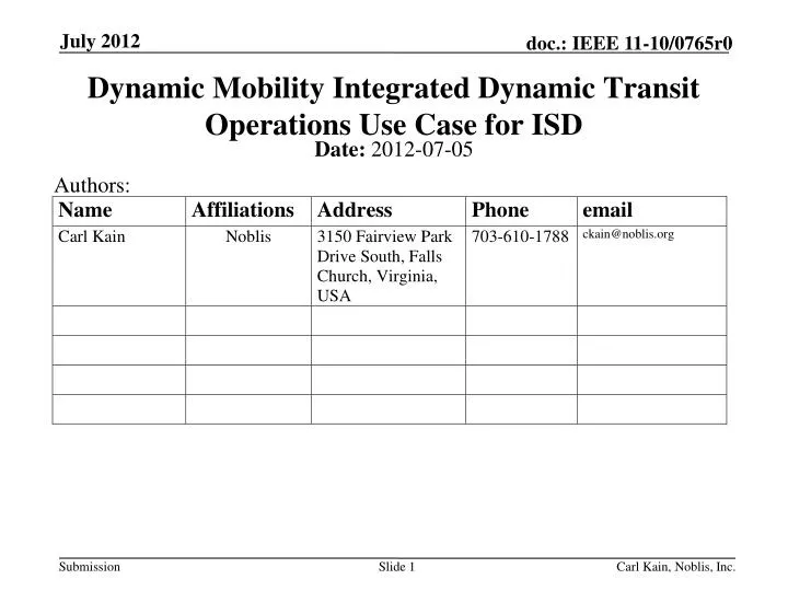 dynamic mobility integrated dynamic transit operations use case for isd