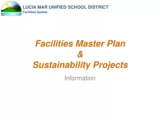 Facilities Master Plan &amp; Sustainability Projects