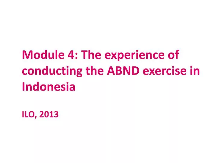 module 4 the experience of conducting the abnd exercise in indonesia