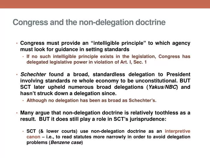 congress and the non delegation d octrine