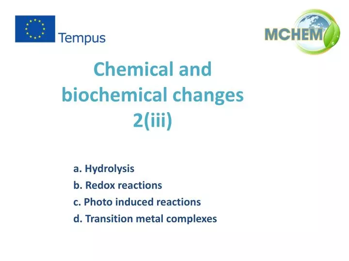 chemical and biochemical change s 2 iii