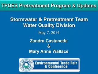 TPDES Pretreatment Program &amp; Updates