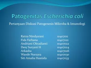 patogenitas e scherichia coli