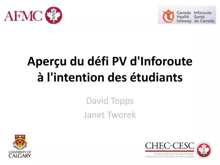 aper u du d fi pv d inforoute l intention des tudiants