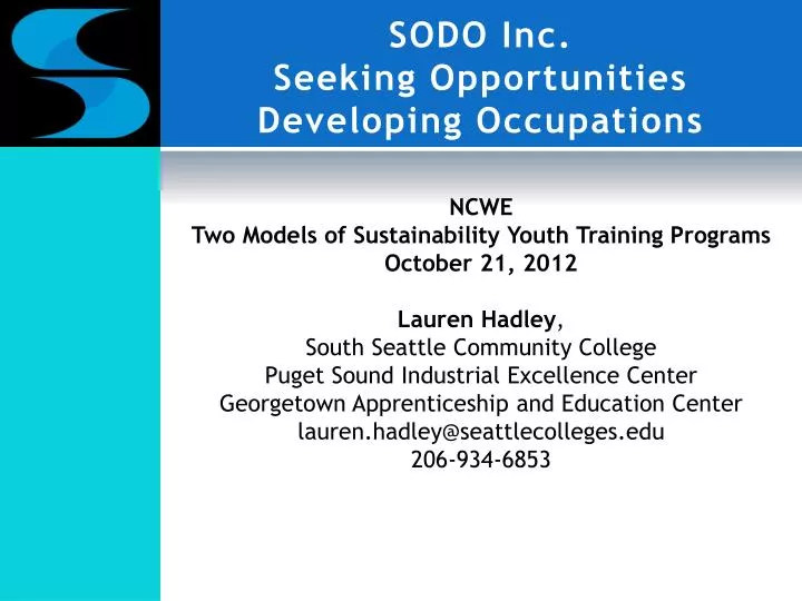 sodo inc seeking opportunities developing occupations