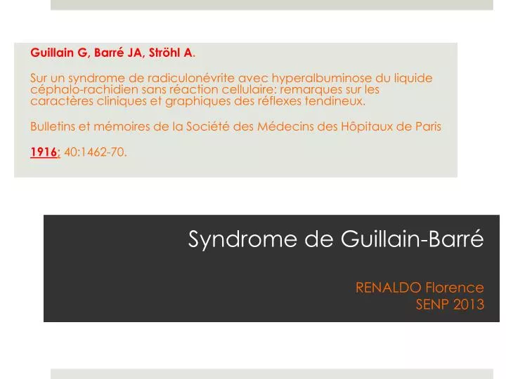 syndrome de g uillain barr renaldo florence senp 2013