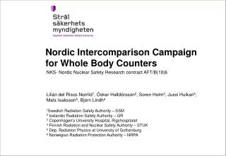 Nordic Intercomparison Campaign for Whole Body Counters